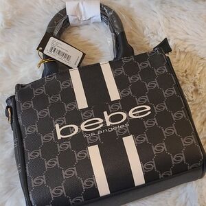 Bebe Black and White Monogram Briefcase